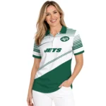 New York Jets Polo Shirt Personalized Slanted Stripes Green White Best Selling