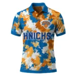 New York Knicks Polo Shirt - Custom Pixel Camo Blue