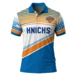 New York Knicks Polo Shirt - Custom Slanted Stripes Blue White