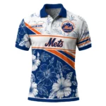 New York Mets Polo Shirt Customized Floral Angles Blue White Best Selling