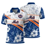 New York Mets Polo Shirt Customized Floral Angles Blue White Best Selling