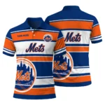 New York Mets Polo Shirt Customized Horizontal Blocks Blue Best Selling