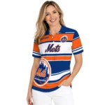 New York Mets Polo Shirt Customized Horizontal Blocks Blue Best Selling