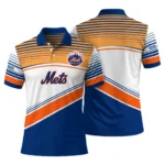 New York Mets Polo Shirt Customized Slanted Stripes Blue White Best Selling
