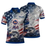 New York Mets Polo Shirt Customized Star Brushstrokes Blue Best Selling