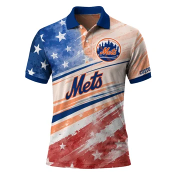 New York Mets Polo Shirt Customized Star Stripes Red Blue Best Selling