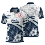 New York Yankees Polo Shirt Personalized Floral Angles Navy White Best Selling