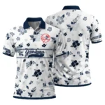 New York Yankees Polo Shirt Personalized Floral Pinstripe Navy White Best Selling