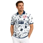 New York Yankees Polo Shirt Personalized Floral Pinstripe Navy White Best Selling
