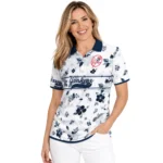 New York Yankees Polo Shirt Personalized Floral Pinstripe Navy White Best Selling