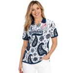 New York Yankees Polo Shirt Personalized Paisley Florals Navy White Best Selling