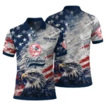 New York Yankees Polo Shirt Personalized Star Brushstrokes Navy Blue Best Selling