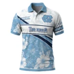 North Carolina Tar Heels Polo Shirt Customized Floral Angles Light Blue White Best Selling