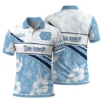 North Carolina Tar Heels Polo Shirt Customized Floral Angles Light Blue White Best Selling