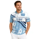 North Carolina Tar Heels Polo Shirt Customized Floral Angles Light Blue White Best Selling