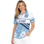 North Carolina Tar Heels Polo Shirt Customized Floral Angles Light Blue White Best Selling