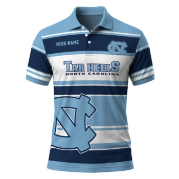 North Carolina Tar Heels Polo Shirt Customized Horizontal Blocks Light Blue Best Selling