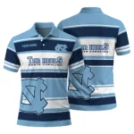 North Carolina Tar Heels Polo Shirt Customized Horizontal Blocks Light Blue Best Selling
