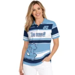 North Carolina Tar Heels Polo Shirt Customized Horizontal Blocks Light Blue Best Selling