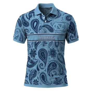 North Carolina Tar Heels Polo Shirt Customized Paisley Band Light Blue Best Selling