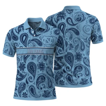 North Carolina Tar Heels Polo Shirt Customized Paisley Band Light Blue Fashion Forward