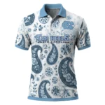 North Carolina Tar Heels Polo Shirt Customized Paisley Florals Light Blue White Best Selling