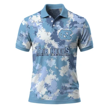 North Carolina Tar Heels Polo Shirt Customized Pixel Camo Light Blue Best Selling