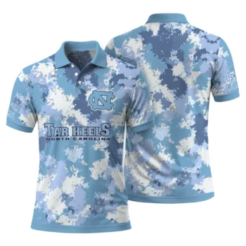 North Carolina Tar Heels Polo Shirt Customized Pixel Camo Light Blue Fashion Forward