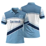North Carolina Tar Heels Polo Shirt Customized Slanted Stripes Light Blue White Best Selling