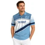 North Carolina Tar Heels Polo Shirt Customized Slanted Stripes Light Blue White Best Selling