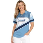 North Carolina Tar Heels Polo Shirt Customized Slanted Stripes Light Blue White Best Selling