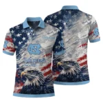 North Carolina Tar Heels Polo Shirt Customized Star Brushstrokes Light Blue Best Selling
