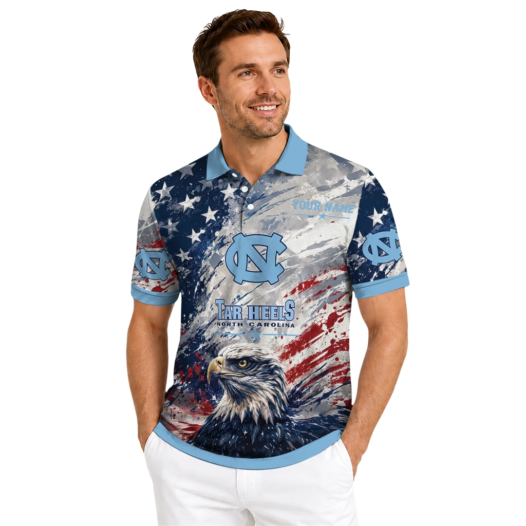 North Carolina Tar Heels Polo Shirt Customized Star Brushstrokes Light Blue High Quality North Carolina Tar Heels Polo Shirt Customized Star Brushstrokes Light Blue High Quality