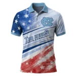 North Carolina Tar Heels Polo Shirt Customized Star Stripes Red Blue Best Selling