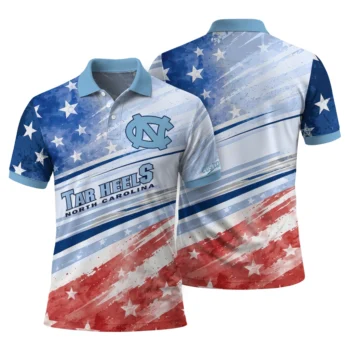 North Carolina Tar Heels Polo Shirt Customized Star Stripes Red Blue Fashion Forward