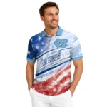 North Carolina Tar Heels Polo Shirt Customized Star Stripes Red Blue Best Selling