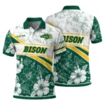 North Dakota State Bison Polo Shirt Personalized Floral Angles Green White Best Selling