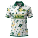 North Dakota State Bison Polo Shirt Personalized Floral Pinstripe Green White Best Selling