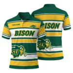 North Dakota State Bison Polo Shirt Personalized Horizontal Blocks Green Best Selling