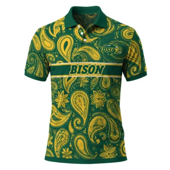 North Dakota State Bison Polo Shirt Personalized Paisley Band Green Best Selling