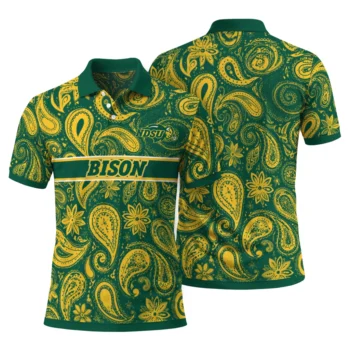 North Dakota State Bison Polo Shirt Personalized Paisley Band Green Fashion Forward
