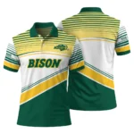 North Dakota State Bison Polo Shirt Personalized Slanted Stripes Green White Best Selling