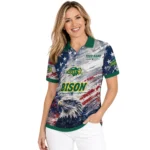 North Dakota State Bison Polo Shirt Personalized Star Brushstrokes Green Blue Best Selling