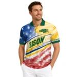 North Dakota State Bison Polo Shirt Personalized Star Stripes Red Blue Best Selling