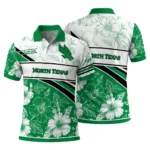 North Texas Mean Green Polo Shirt Personalized Floral Angles Green White Best Selling