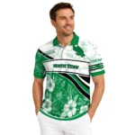 North Texas Mean Green Polo Shirt Personalized Floral Angles Green White Best Selling