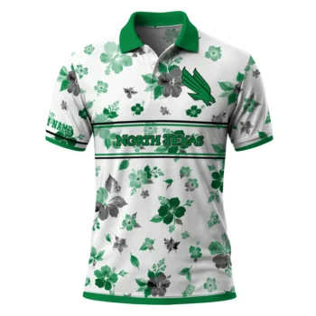 North Texas Mean Green Polo Shirt Personalized Floral Pinstripe Green White Best Selling