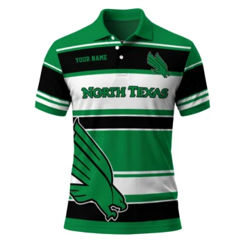 North Texas Mean Green Polo Shirt Personalized Horizontal Blocks Green Best Selling