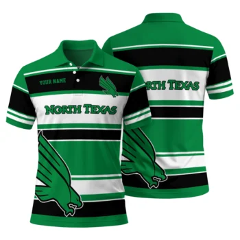 North Texas Mean Green Polo Shirt Personalized Horizontal Blocks Green Fashion Forward