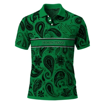 North Texas Mean Green Polo Shirt Personalized Paisley Band Green Best Selling